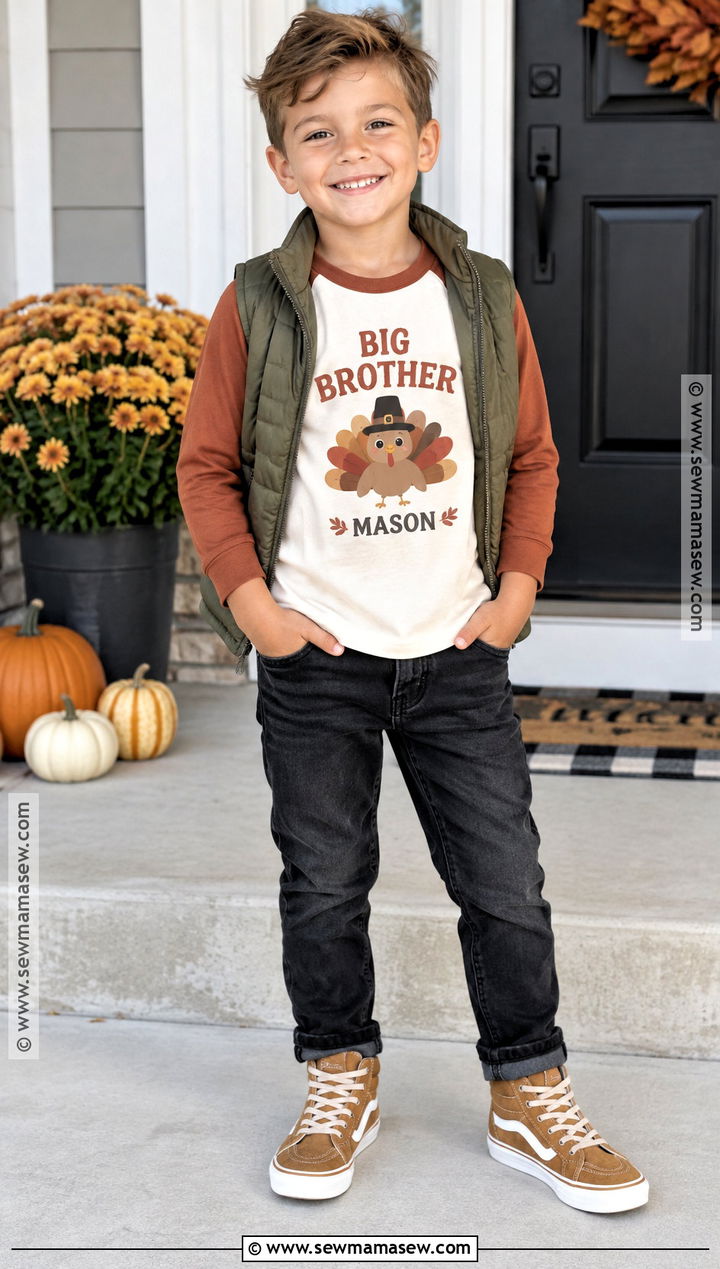 Personalized Big Brother Turkey Shirt Outfit - 15 big brother thanksgiving shirt ideas