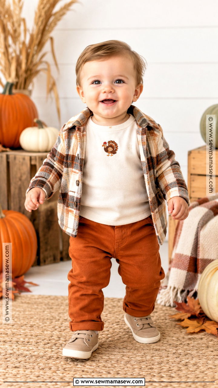 Personalized Turkey Shirt And Pants Outfit - 20 baby thanksgiving outfit ideas for boys