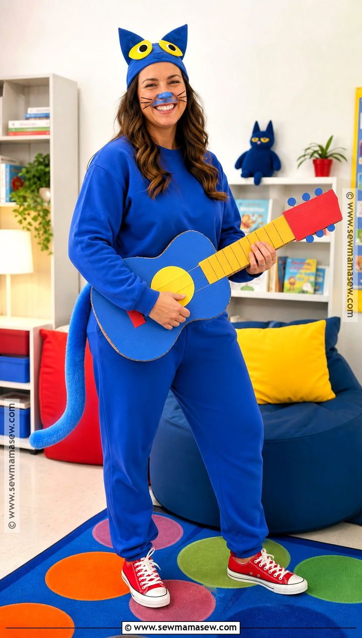 Pete The Cat Costume With Blue Outfit - 30 teacher book week costume ideas