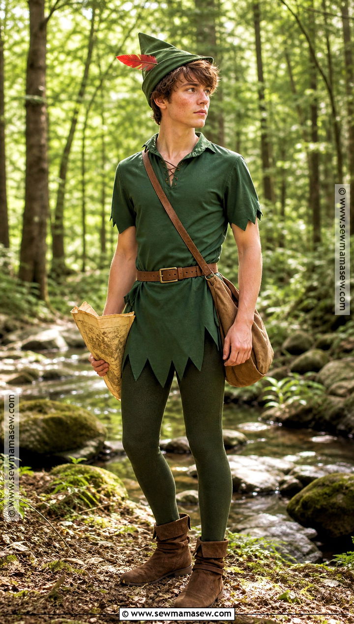 Peter Pan Costume With Green Tunic - 30 short brown hair costume ideas