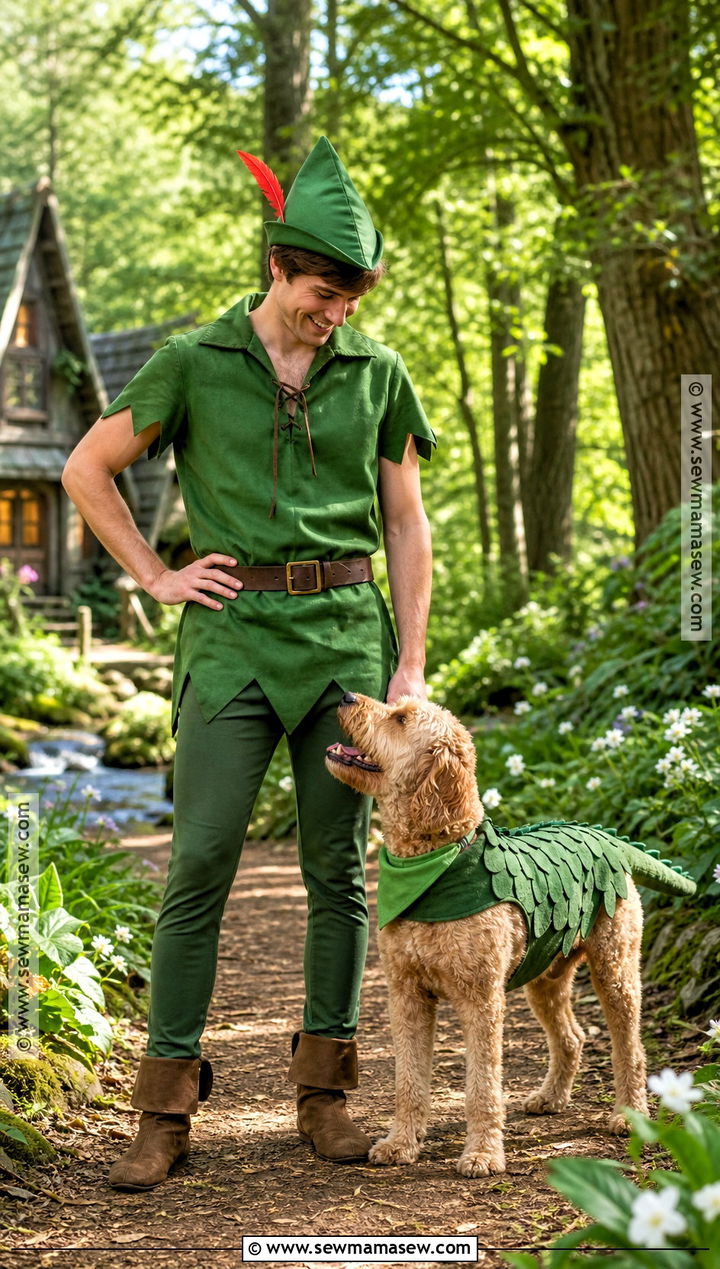 Peter Pan and Crocodile Dog and Owner Costume - 30 dog and owner costumes