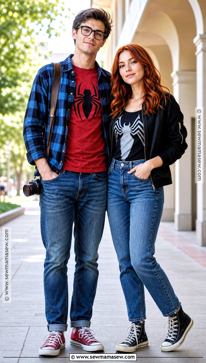Peter Parker And MJ Streetwear Costume - 30 Spiderman Couples Costume Ideas