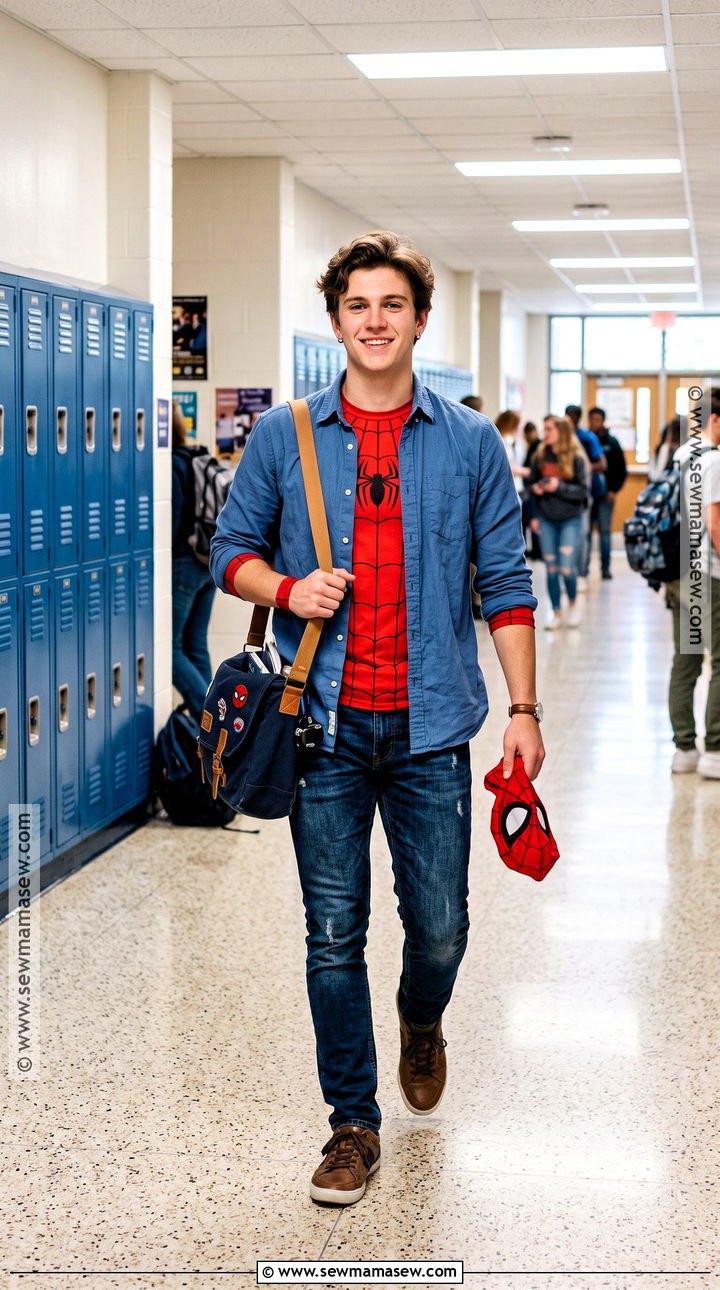 Peter Parker Costume With Spider Man Reveal - 35 spiderman halloween costume ideas