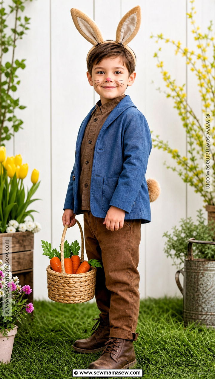 Peter Rabbit Costume With Blue Jacket - 30 book character dress up day ideas