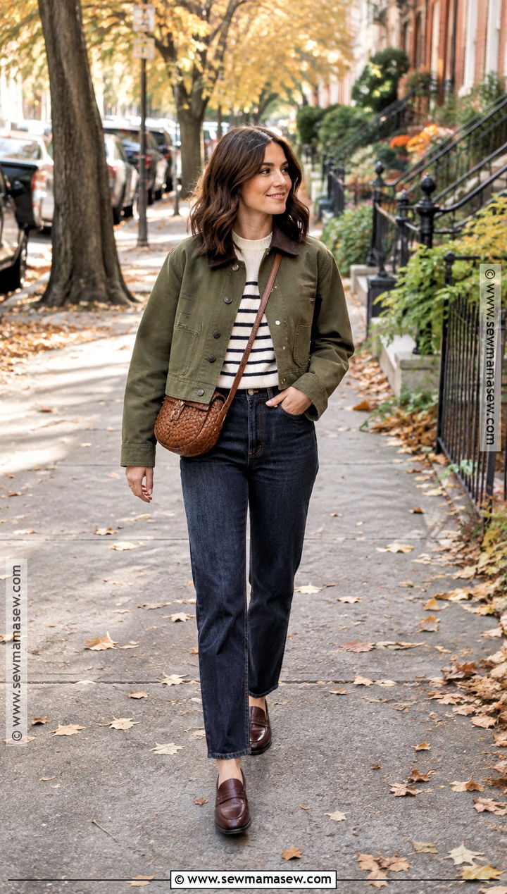 Petite Barn Jacket and Dark Jeans Outfit - 15 Fall Outfits Petite for Women 2026