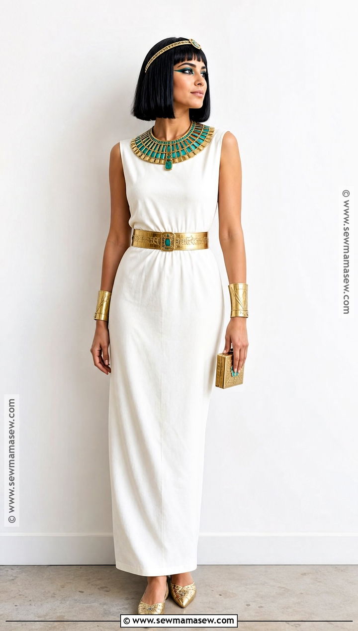 Petite Cleopatra Column Dress Outfit - 30 Cleopatra Halloween Outfit Ideas