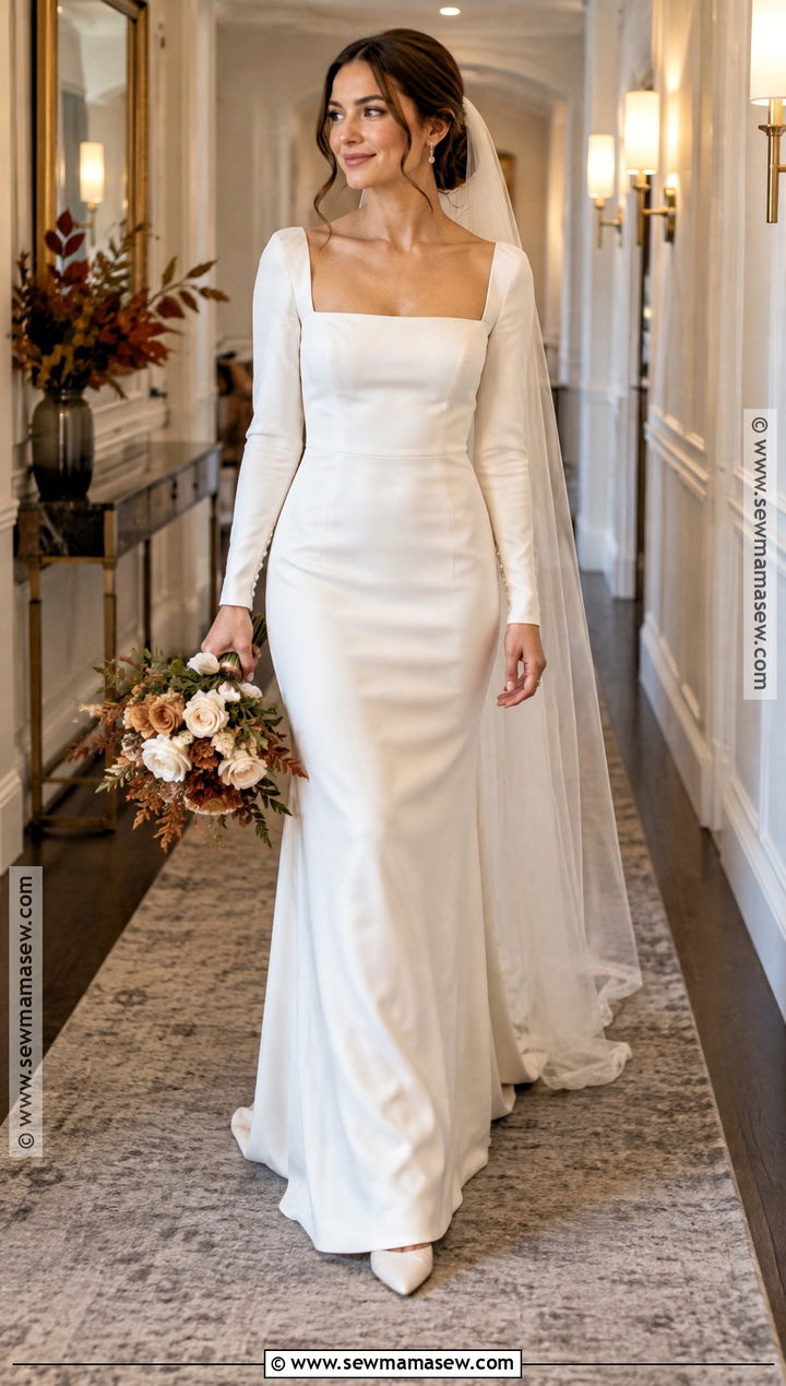 Petite Column Autumn Wedding Dress - 20 autumn wedding dress the bride ideas