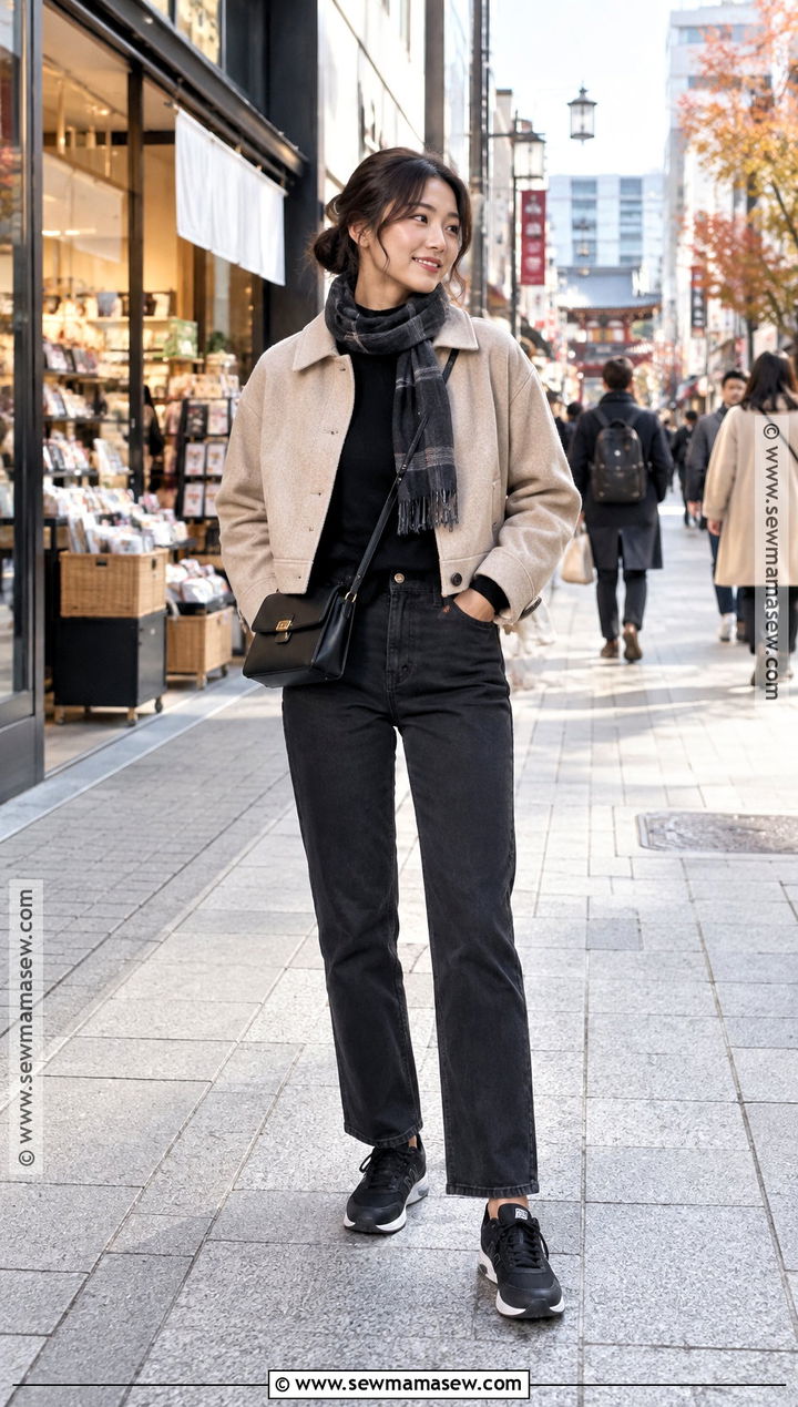 Petite Cropped Jacket And Straight Leg Pants Outfit - 20 japan in november outfit ideas