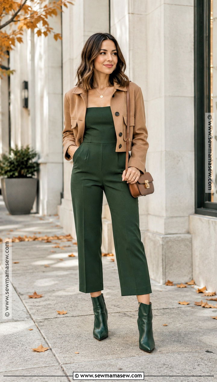 Petite Cropped Jumpsuit With Pointed Boots - 20 fall jumpsuit outfit ideas