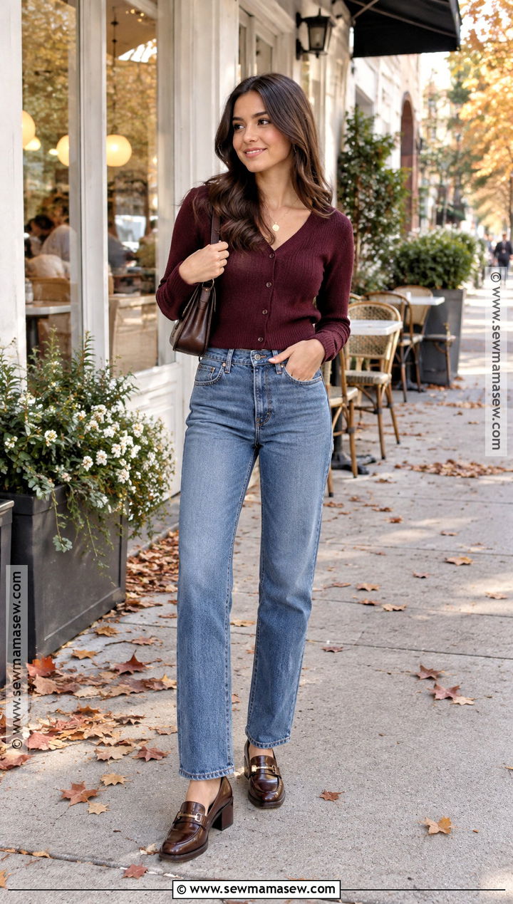 Petite Fall Cropped Cardigan and Jeans Outfit - 15 fall fashion 2026 women petite ideas