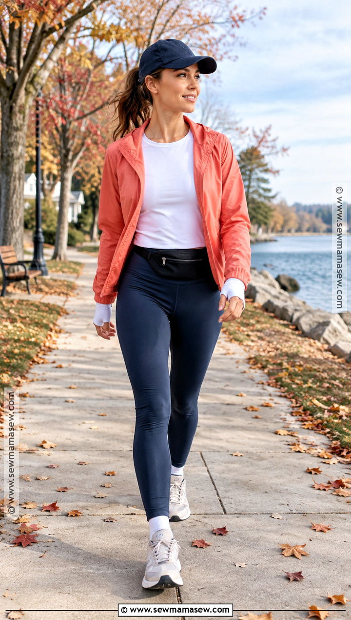 Petite Fall Running Outfit With Cropped Tights - 25 fall running outfit ideas