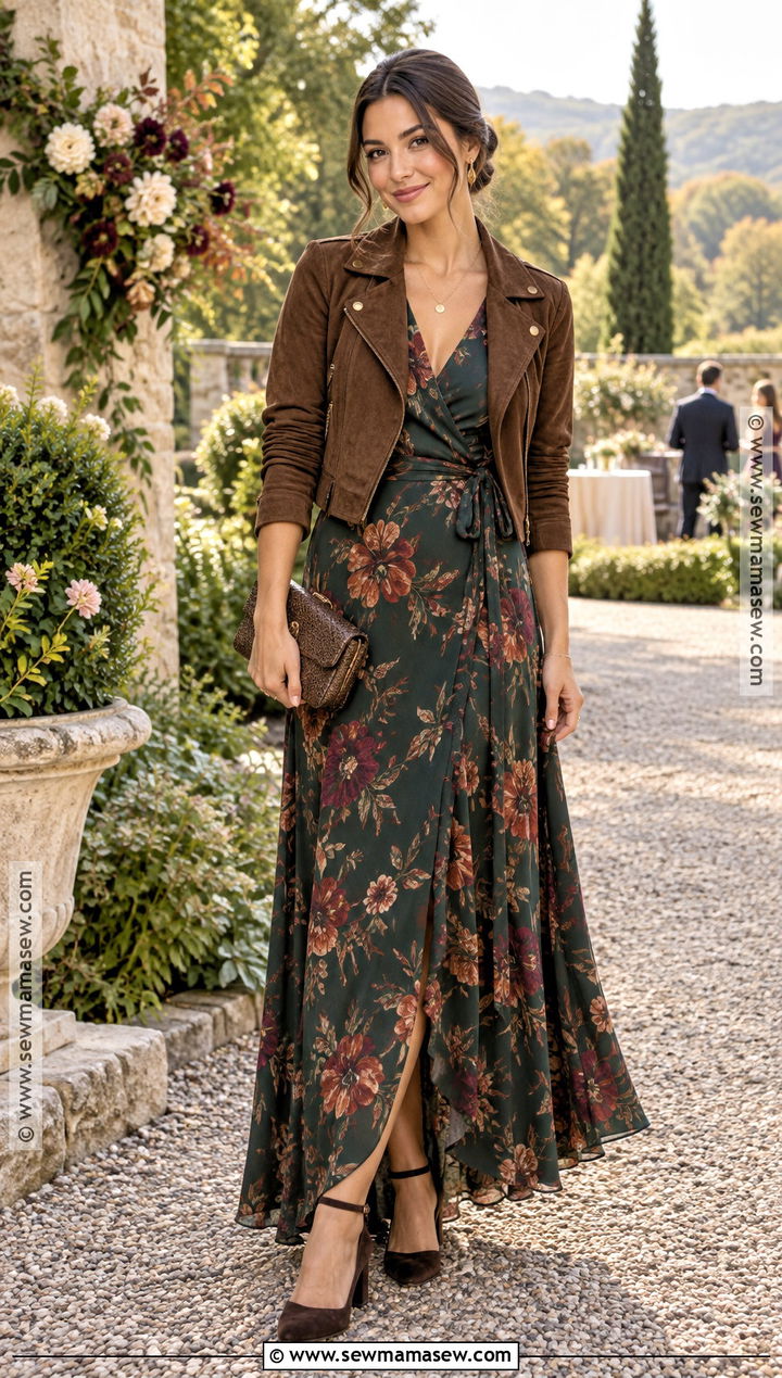 Petite Forest Green Floral Maxi Dress - 15 Petite Wedding Guest Dress Fall Ideas