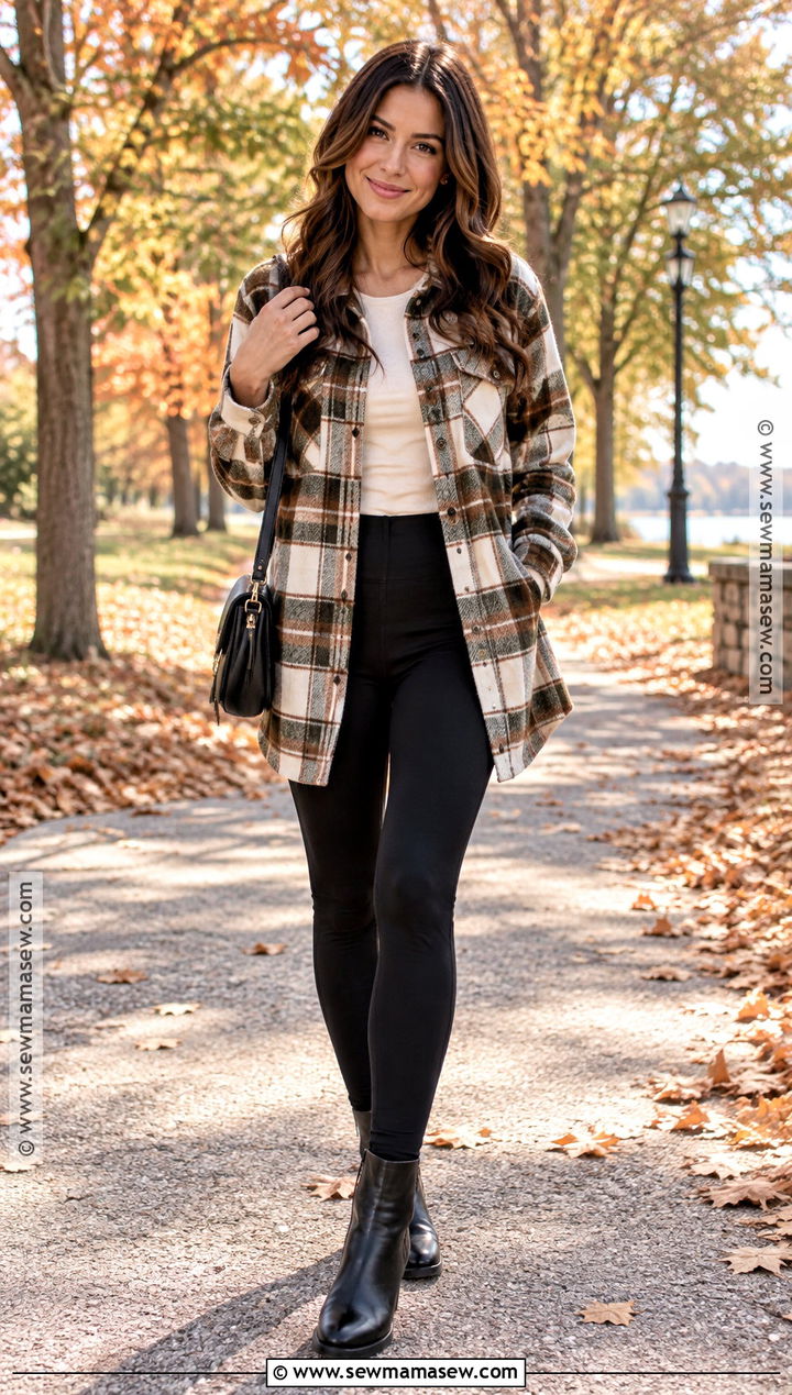 Petite Plaid Shacket and Leggings Outfit - 15 Fall Outfits Petite for Women 2026