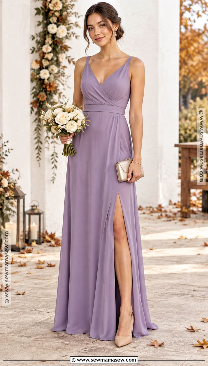 Petite Purple Slit Maxi Bridesmaid Dress - 15 Fall Purple Bridesmaid Dresses