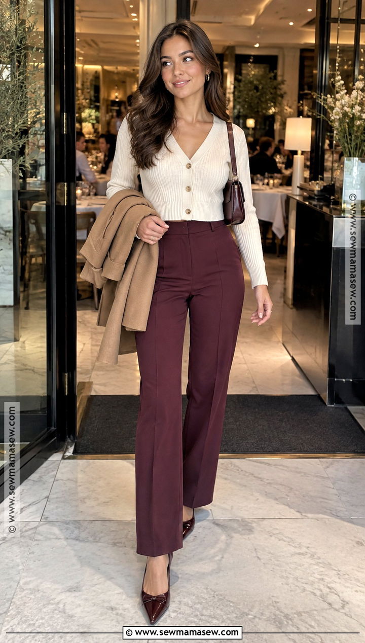 Petite Thanksgiving Cardigan And Trouser Outfit - 25 Thanksgiving Outfit Aesthetic Ideas