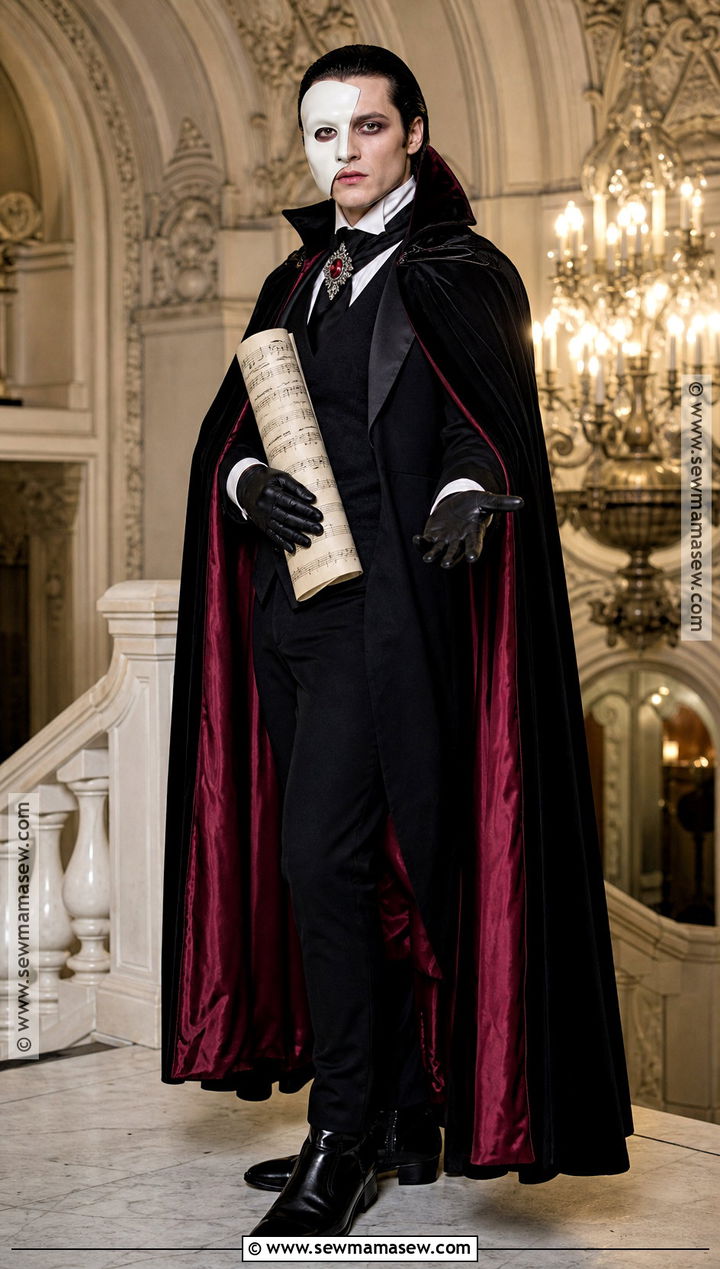 Phantom Opera Singer Costume With Black Cape - 35 spooky halloween costumes