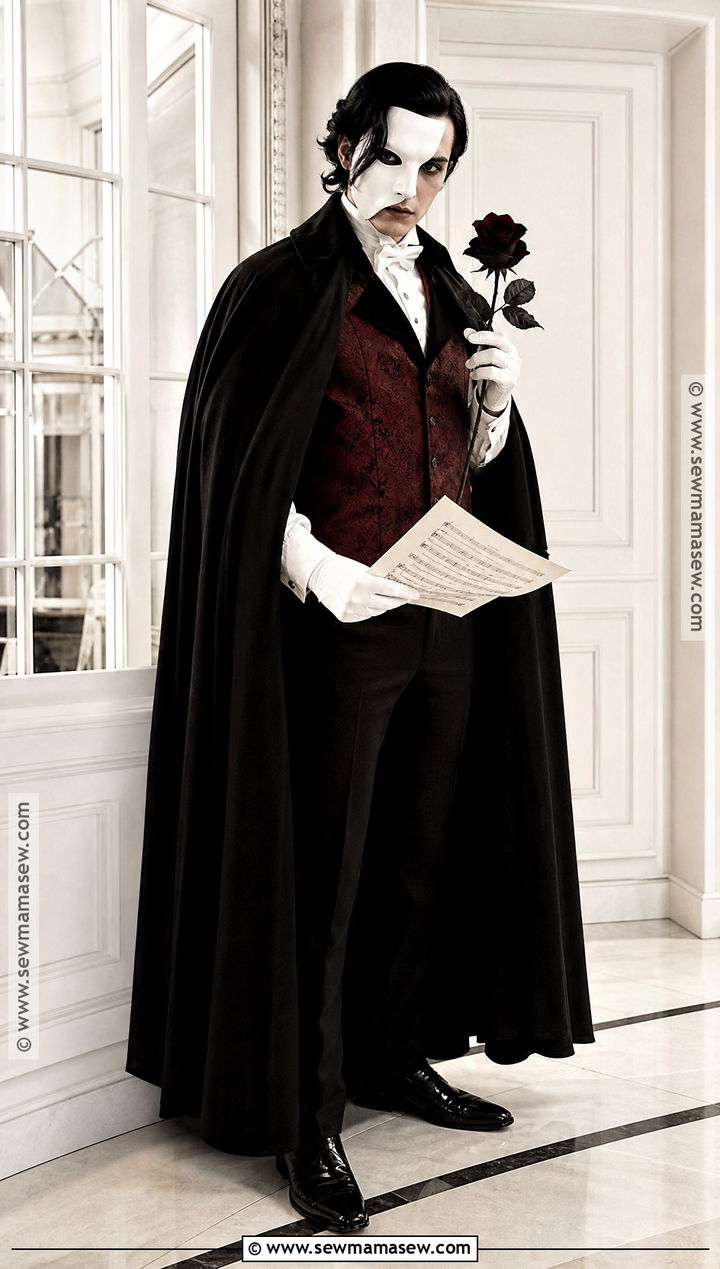 Phantom Opera Singer Costume With Half Mask - 50 scary halloween costume ideas