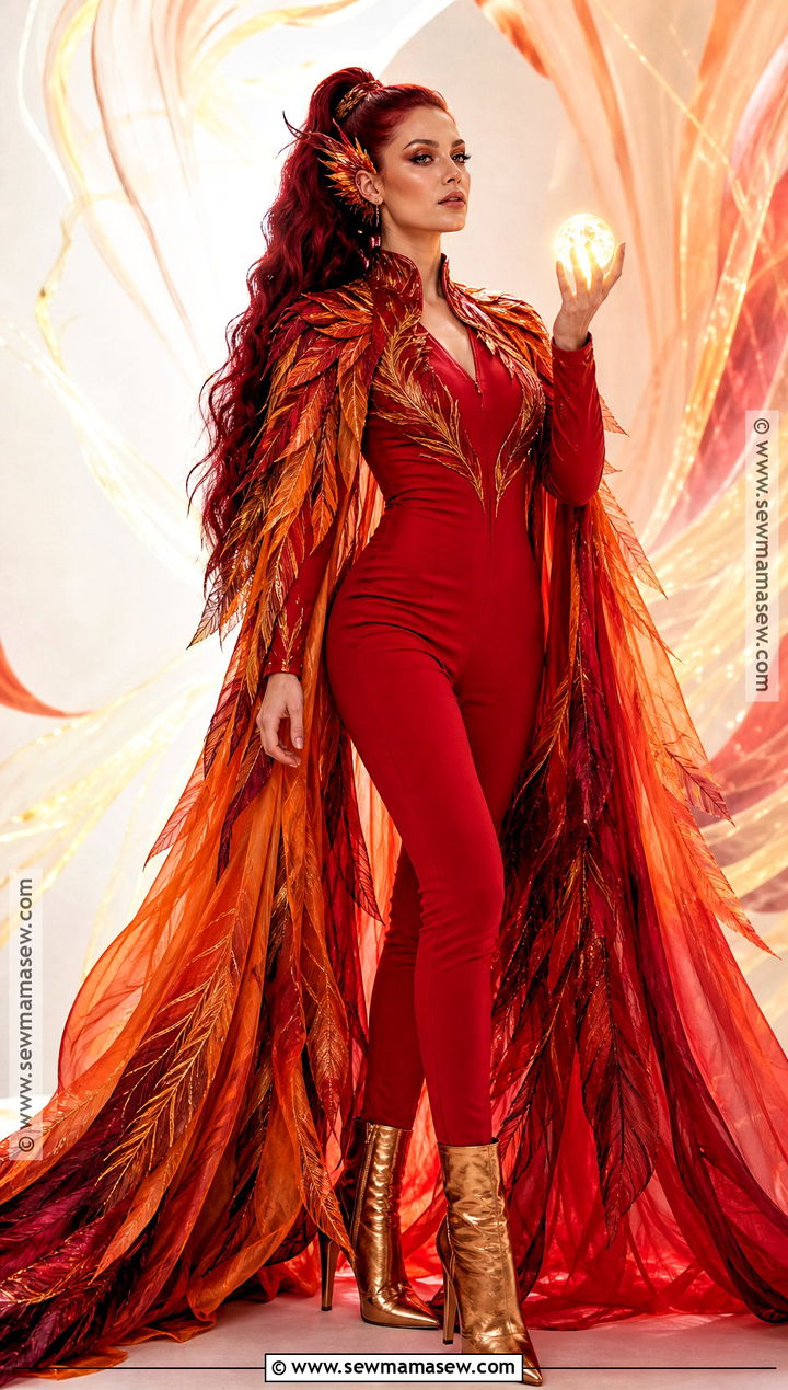 Phoenix Costume With Red Feather Cape - 30 dark red hair halloween costumes