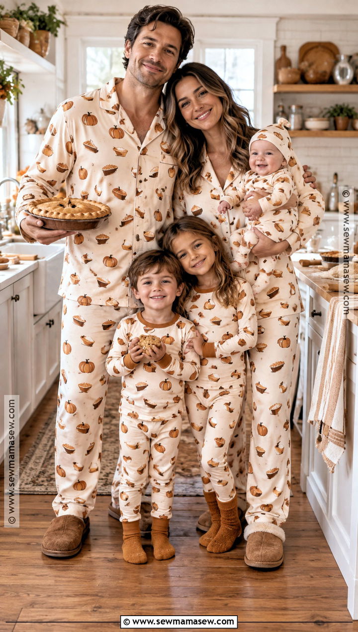 Pie Print Thanksgiving Family Pajamas - 15 thanksgiving pajamas for family