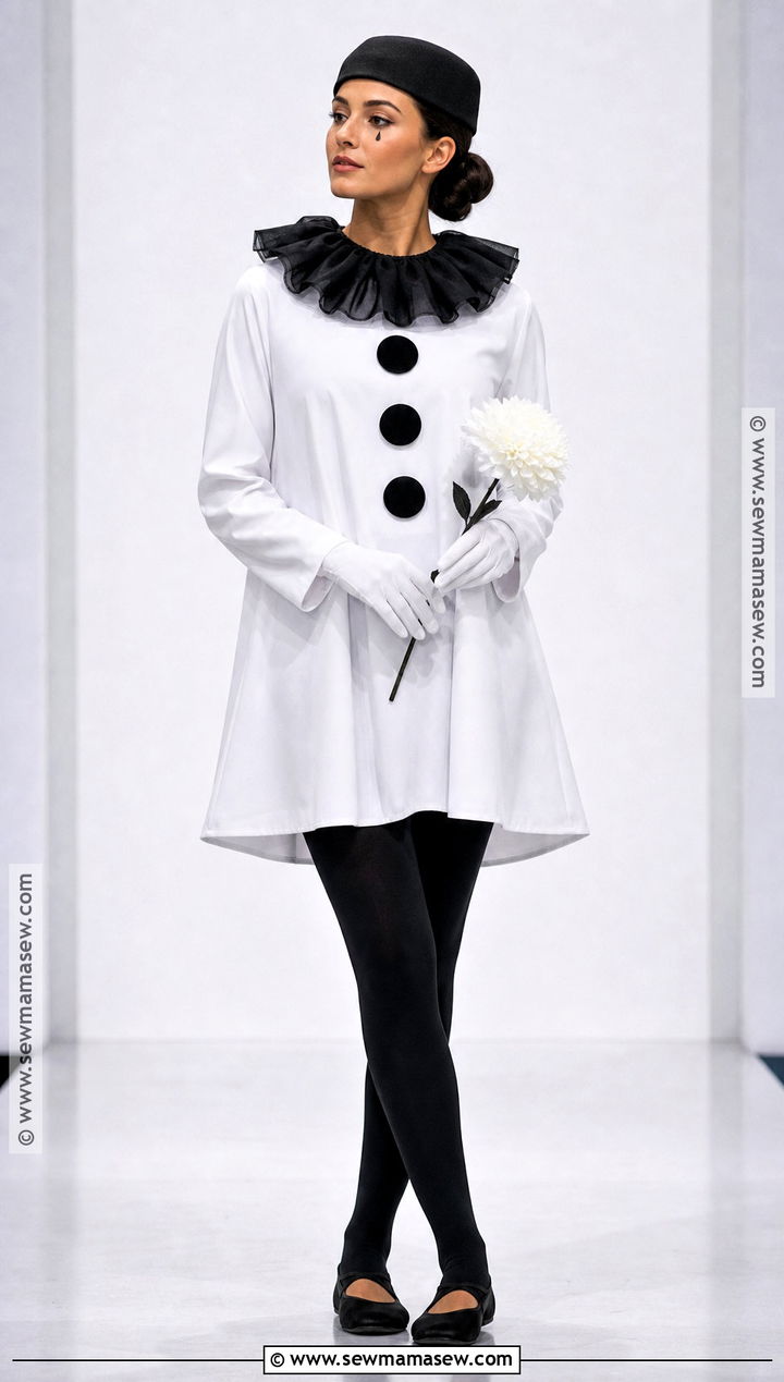 Pierrot Inspired Mime Costume With White Tunic - 30 Mime Costume Ideas for Women
