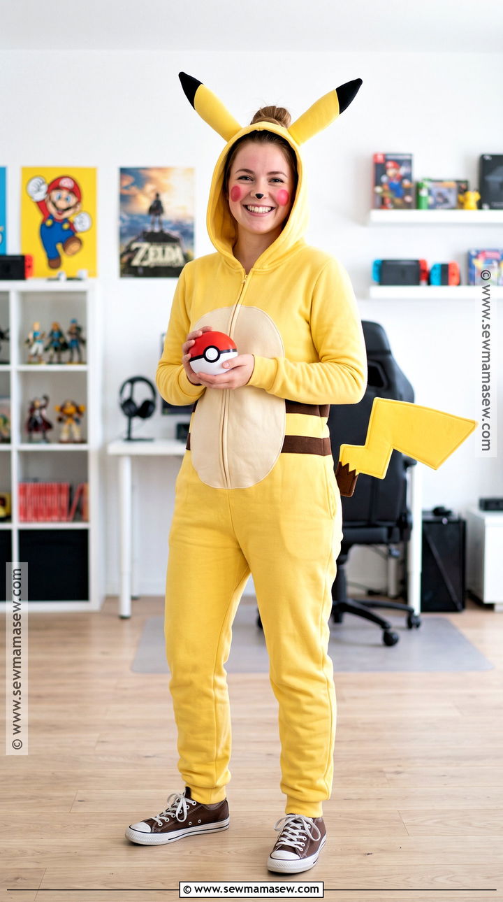 Pikachu Costume With Yellow Jumpsuit - 30 Video Game Halloween Costumes