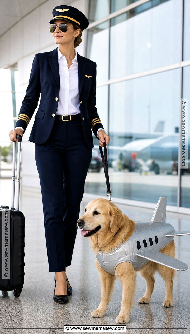 Pilot and Airplane Dog and Owner Costume - 30 dog and owner costumes
