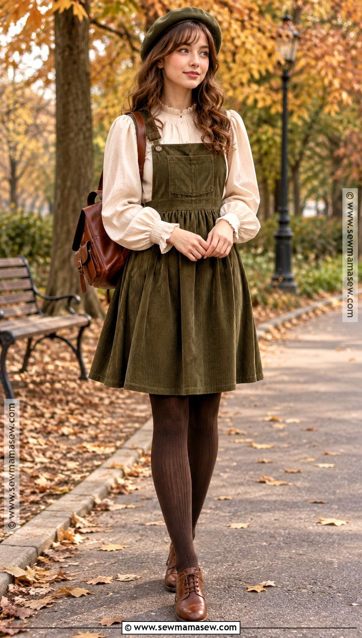 Pinafore Dress And Blouse Autumn Outfit - 25 autumn aesthetic outfit vintage ideas