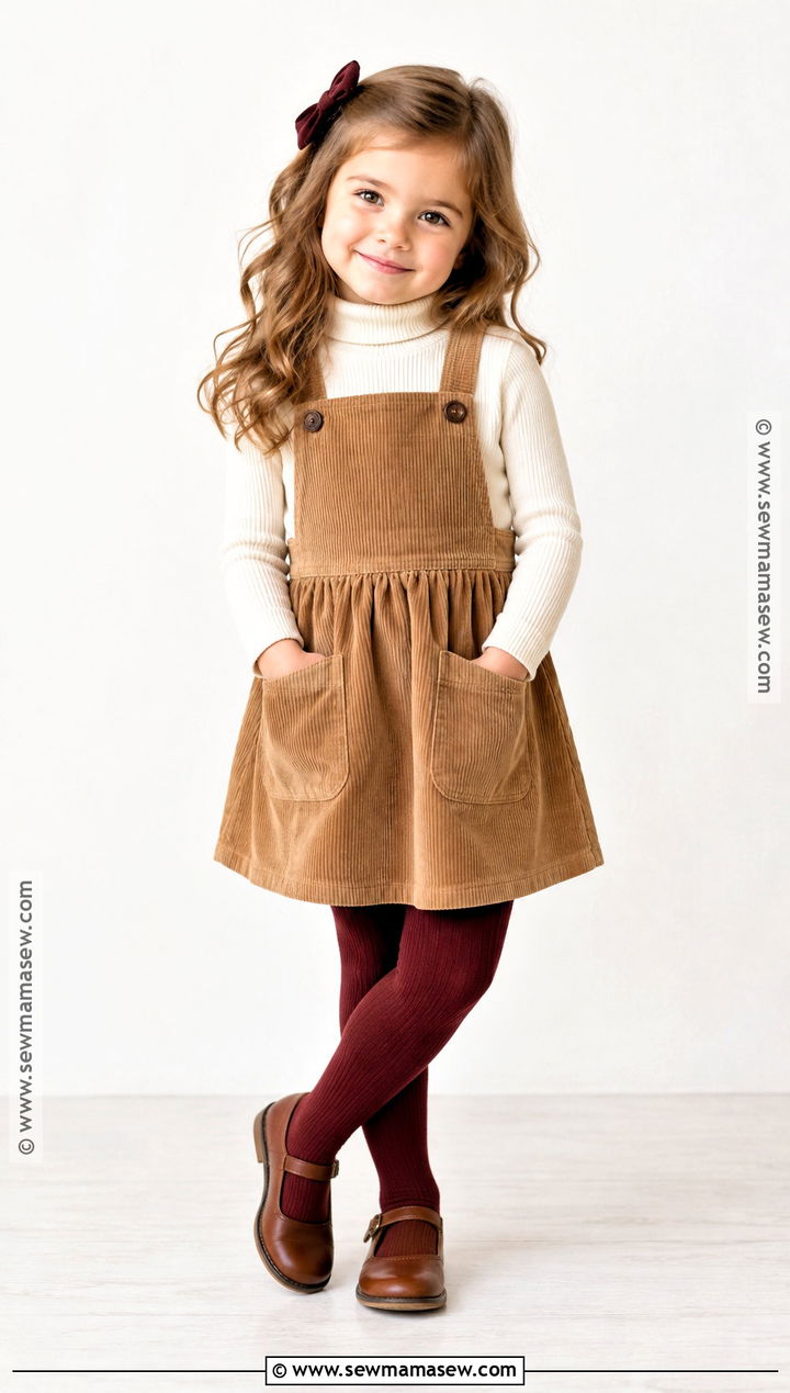 Pinafore Dress And Turtleneck Fall Picture Day Outfit - 25 fall picture day outfits for kids