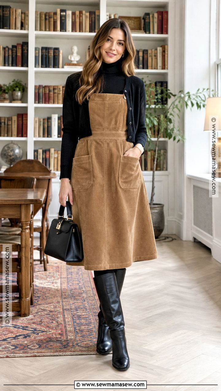 Pinafore Dress and Turtleneck Outfit - 30 fall winter outfits