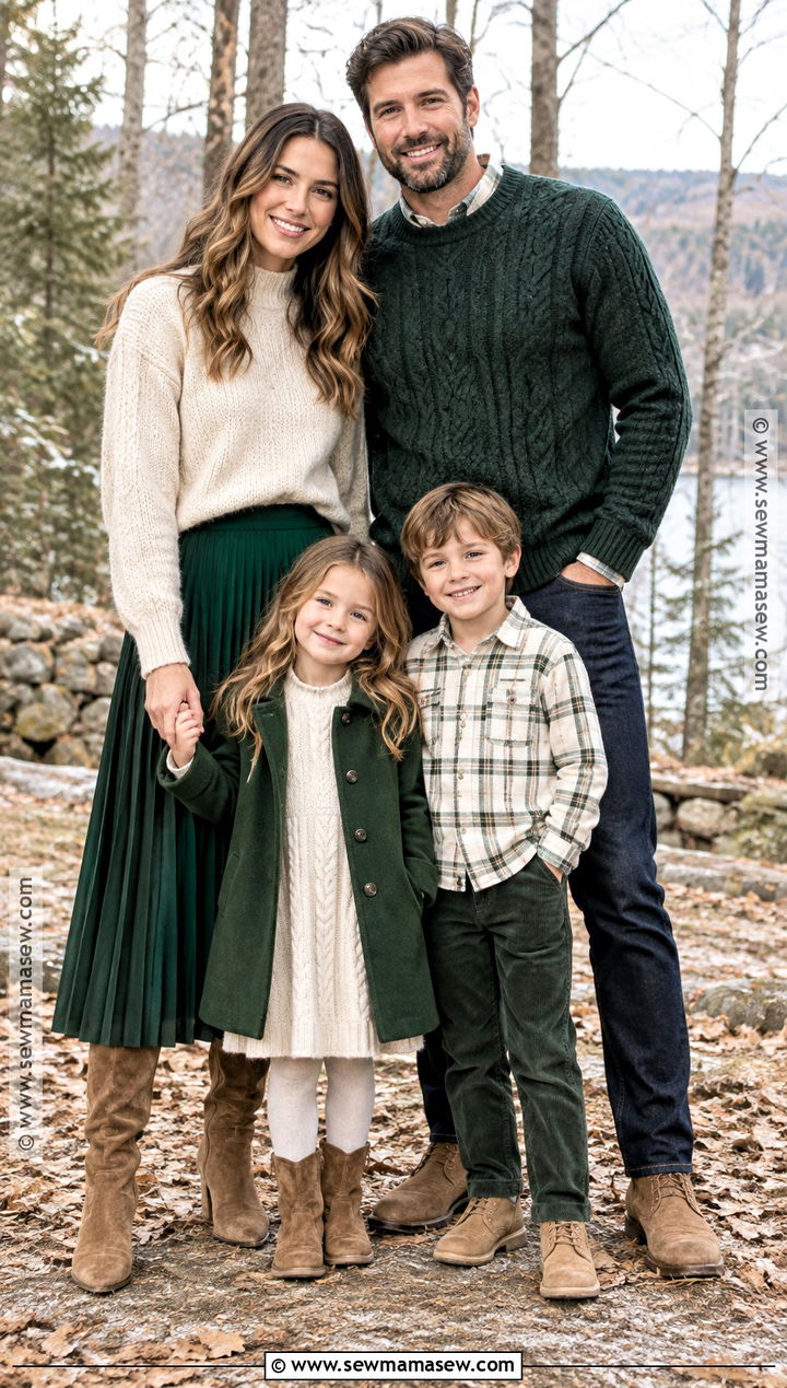 Pine Green And Oatmeal Family Photo Outfit - 20 fall family pictures outfits green