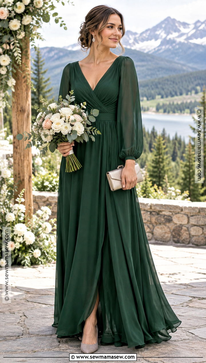 Pine Green Long Sleeve Bridesmaid Dress - 15 October Bridesmaid Dresses Green