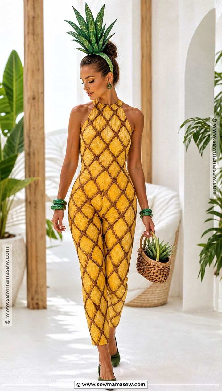 Pineapple Costume With Leaf Headband - 30 Food Costume Ideas