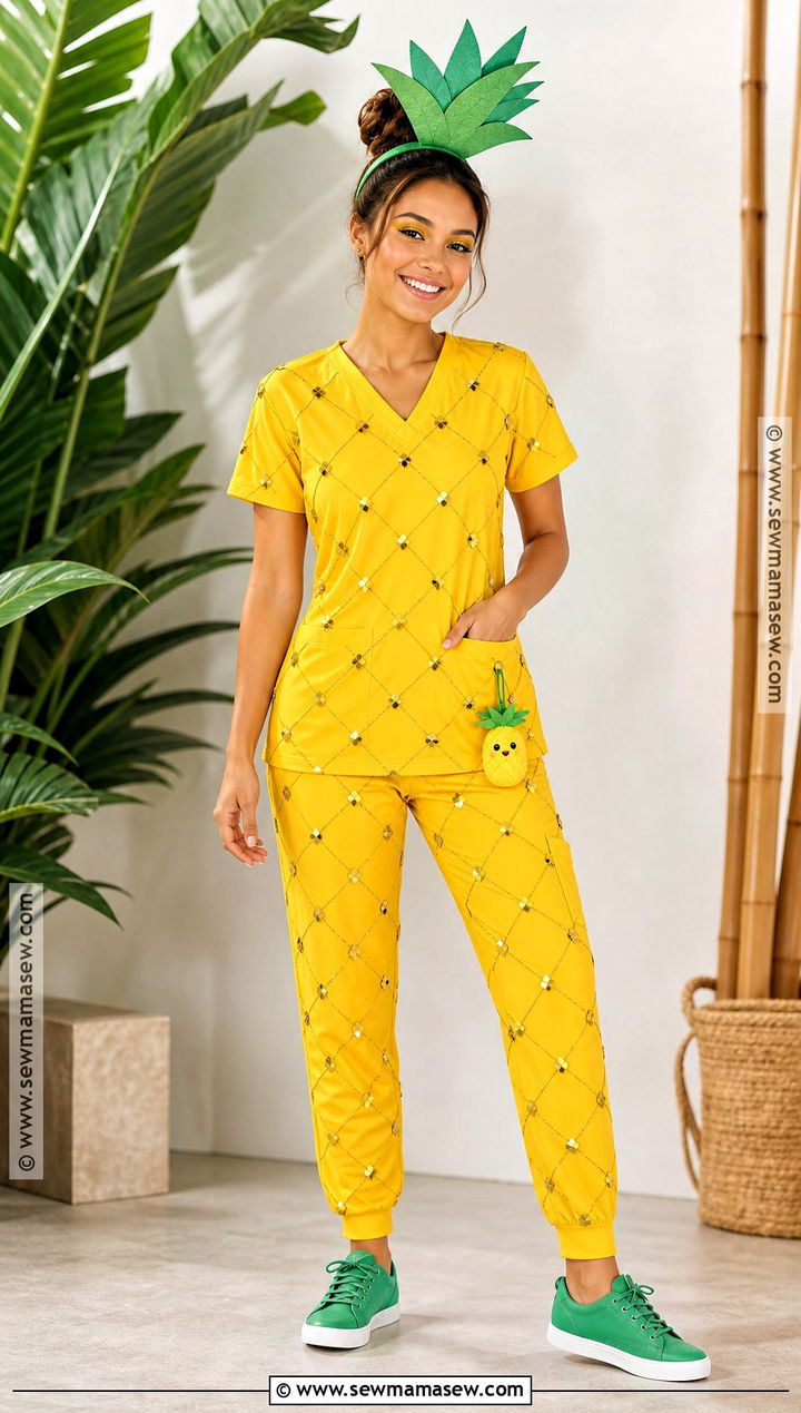 Pineapple Costume With Yellow Scrubs - 30 scrubs halloween costume ideas