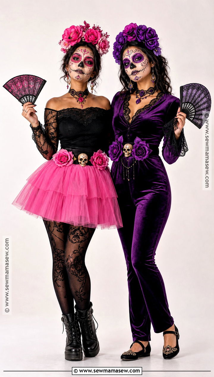 Pink And Purple Best Friends Sugar Skull Costume - 35 sugar skull costume ideas