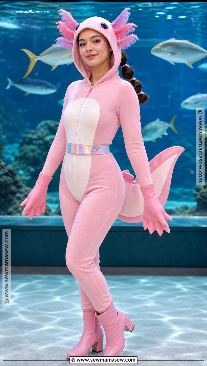 Pink Axolotl Costume With Frilled Headpiece - 35 Animal Costumes for Women