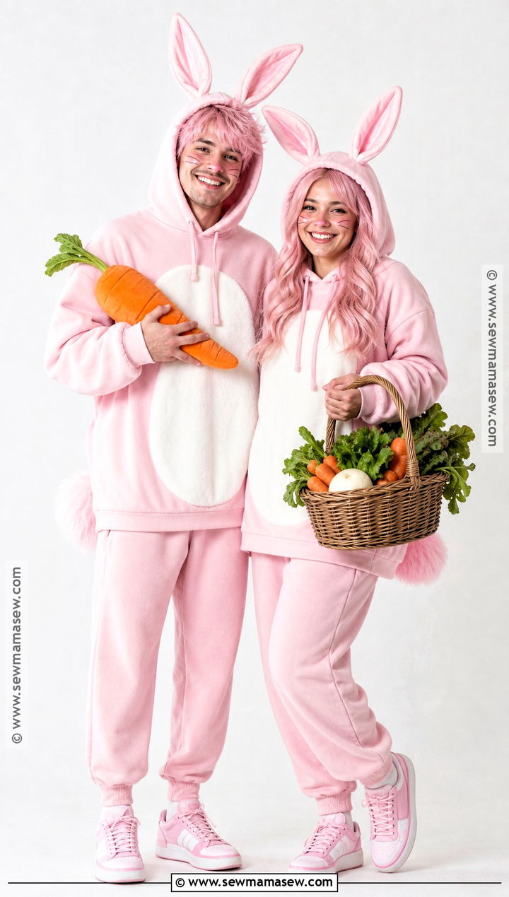 Pink Bunny Couple Costume - 30 bunny couple costume ideas
