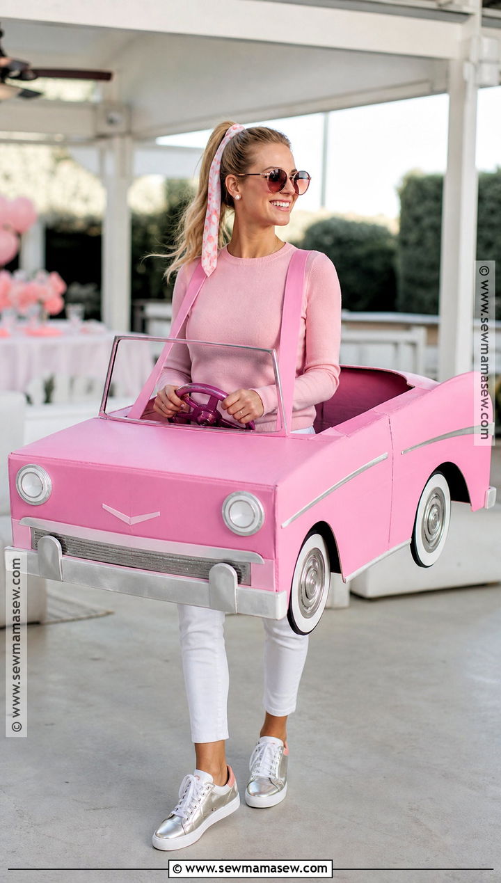 Pink Convertible Car Costume - 30 car costume ideas