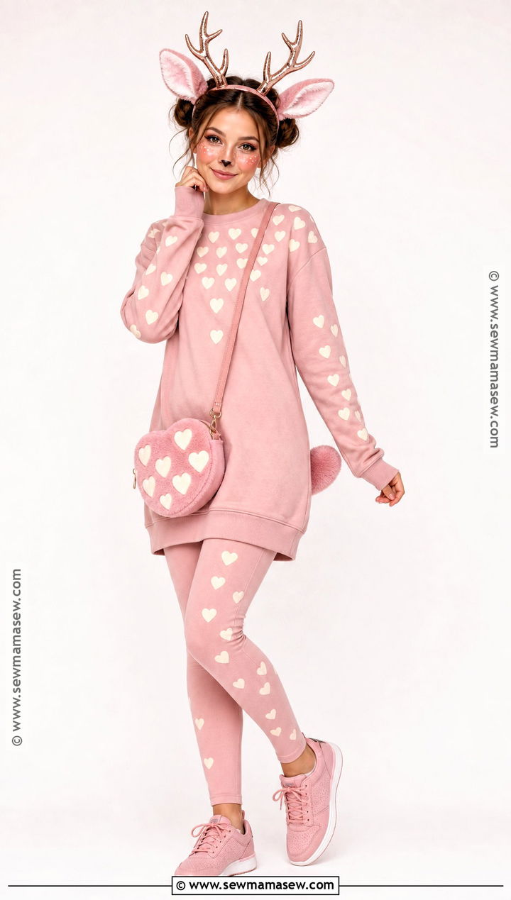Pink Deer Costume With Heart Spots - 50 deer costume ideas