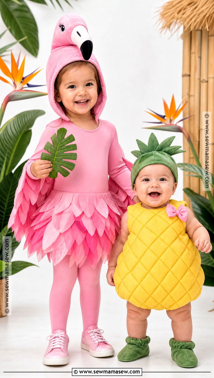 Pink Flamingo And Baby Pineapple Sister Costumes - 30 sister halloween costumes toddler for babies