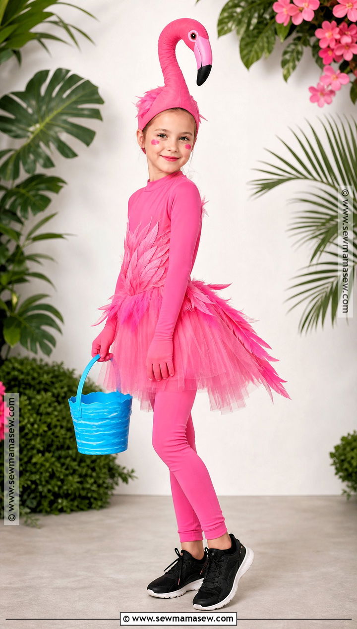 Pink Flamingo Costume With Feather Skirt - 35 animal costumes for kids