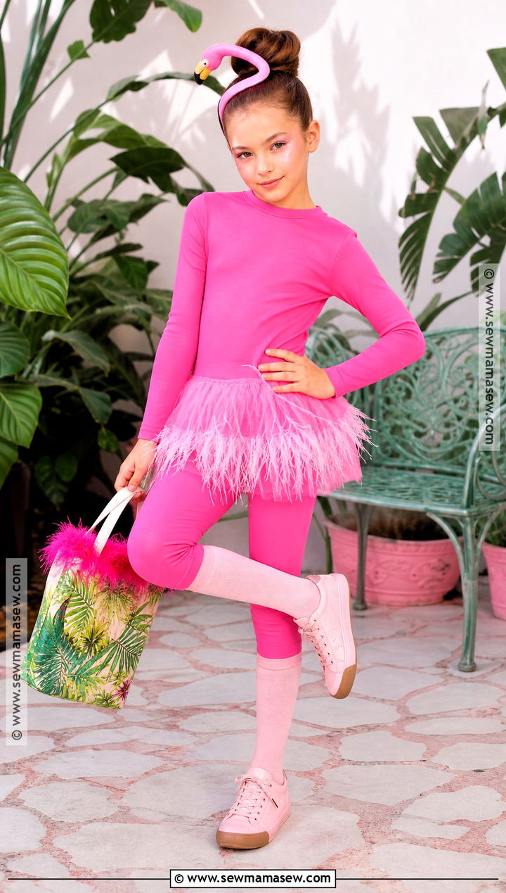 Pink Flamingo Costume With Feather Skirt - 35 Girl Costume Ideas