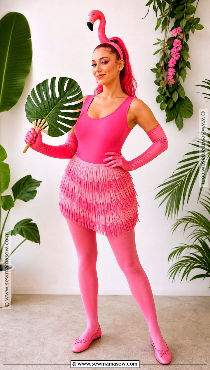 Pink Flamingo Costume With Feather Skirt - 35 pink hair halloween costume ideas