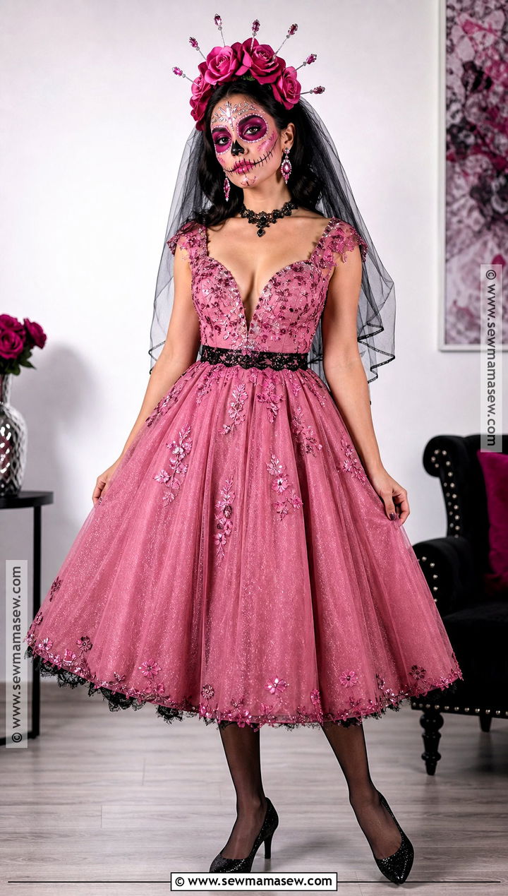 Pink Glam Sugar Skull Costume - 35 sugar skull costume ideas
