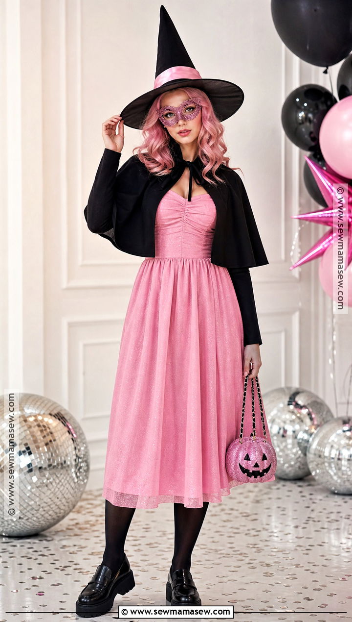 Pink Glam Witch Mask Costume - 30 witch mask ideas