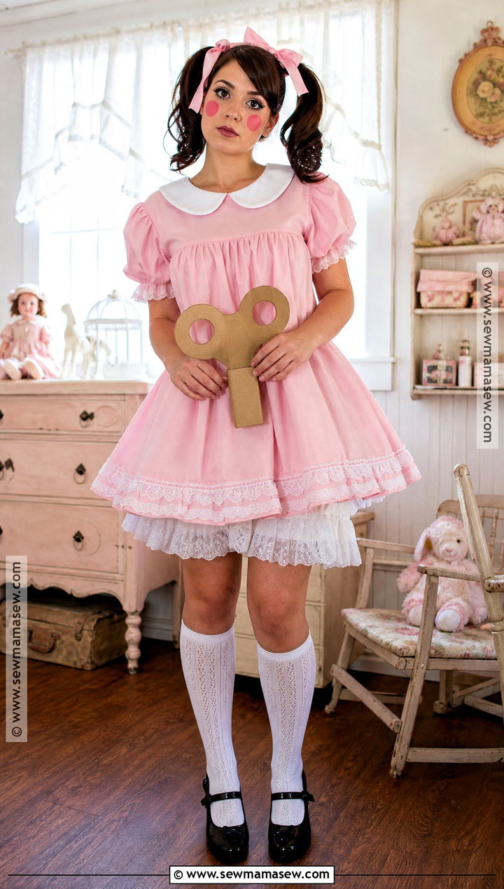 Pink Haunted Doll Costume - 30 pink dress halloween costume ideas