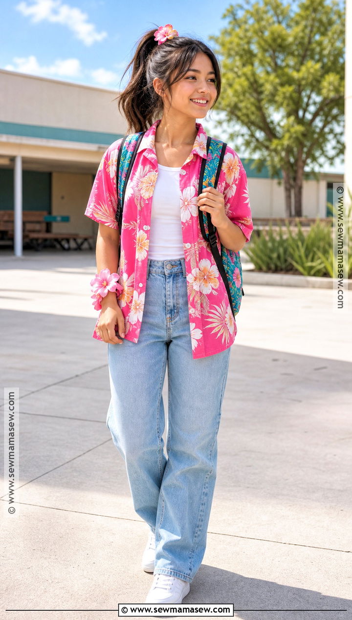 Pink Hawaiian School Outfit - 30 hawaiian dress up day school ideas