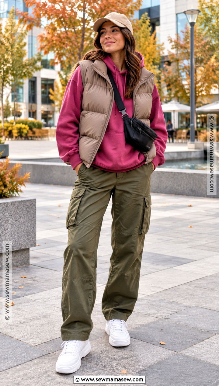 Pink Hoodie and Cargo Pants Outfit - 25 pink fall outfits
