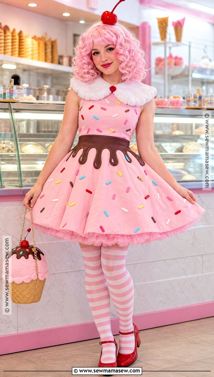 Pink Ice Cream Sundae Costume With Pink Hair - 35 pink hair costume ideas