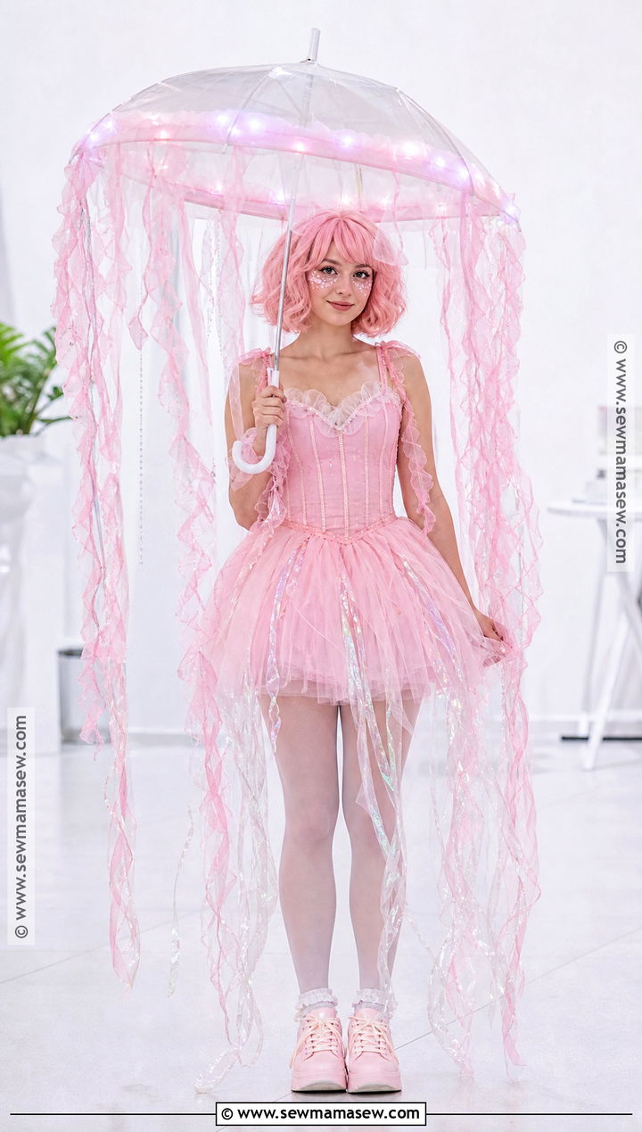 Pink Jellyfish Costume With Light Up Umbrella - 30 under the sea costumes for women
