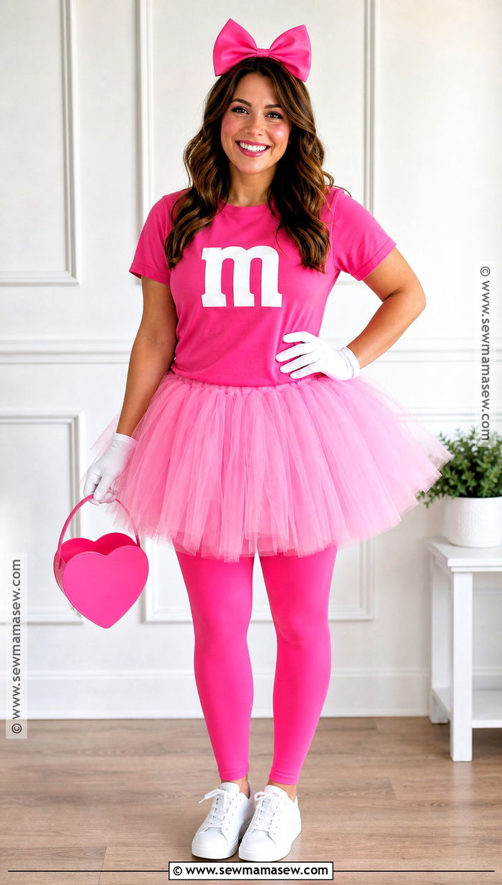 Pink MandM Costume With Matching Tutu - 40 m&m costume ideas